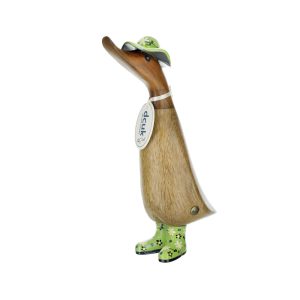 Floral Welly Ducklings Green With Hat