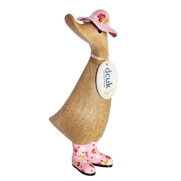 Floral Welly Ducklings Pink With Hat