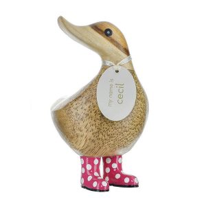 Ducky With Pink Spotty Welly Boots