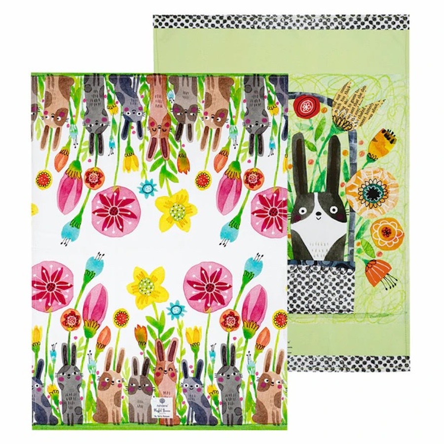 Ashdene Playful Bunnies 2pk Kitchen Towel