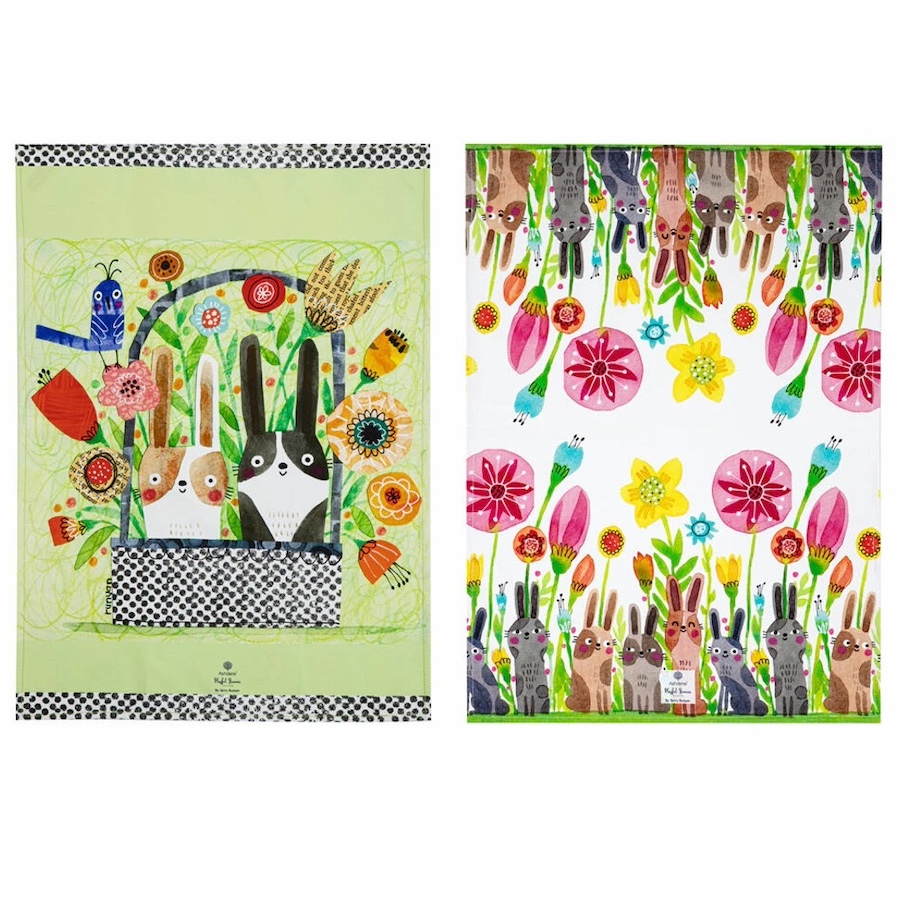 Ashdene Playful Bunnies 2pk Kitchen Towel