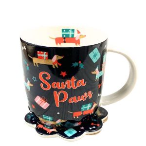 Dasher Mug and Coaster - Santa Paws