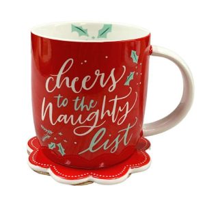 Dasher Mug and Coaster - Cheers To The Naughty List