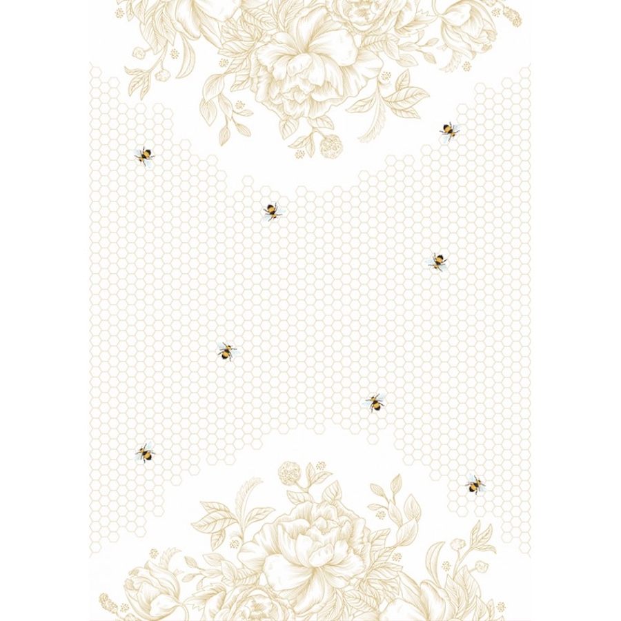Beeutiful Bees Tea Towel Gold Flower