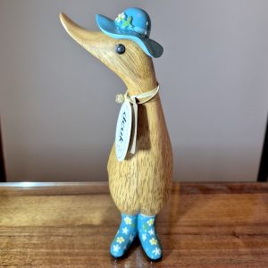 Floral Welly Ducklings Blue With Hat 2