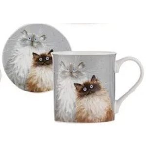Kim's Cats Mug and Coaster Set- Sully and Bucky