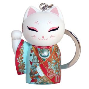 Manekineko Keychain Figure Doll Lucky Cat Kimono (HOSHI)