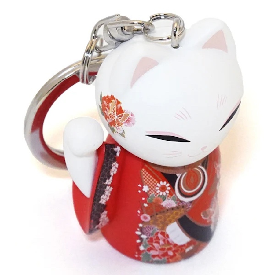 Manekineko Keychain Figure Doll Lucky Cat Kimono (KICHI)