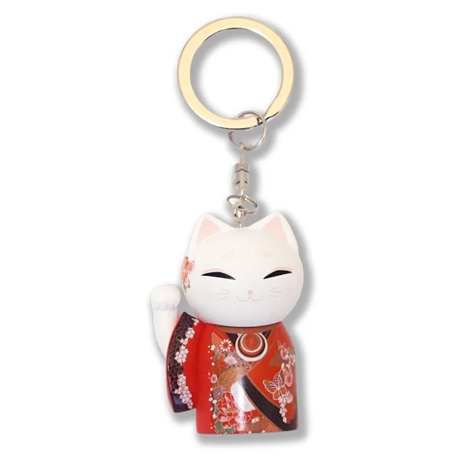 Manekineko Keychain Figure Doll Lucky Cat Kimono (KICHI)