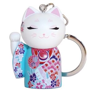Manekineko Keychain Figure Doll Lucky Cat Kimono (YUME)