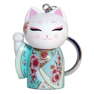 Manekineko Keychain Figure Doll Lucky Cat Kimono (TAMA)