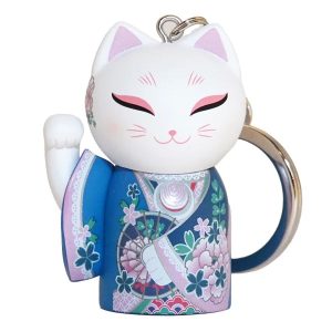 Manekineko Keychain Figure Doll Lucky Cat Kimono (YUKI)