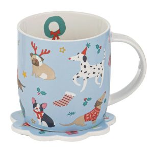 Ladelle Festive Fun - Mug & Coaster Set - Pastel Blue
