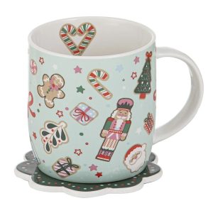 Ladelle Festive Fun - Mug & Coaster Set - Pastel Mint