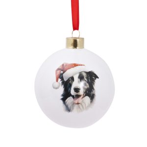 Christmas Border Collie Round Bauble