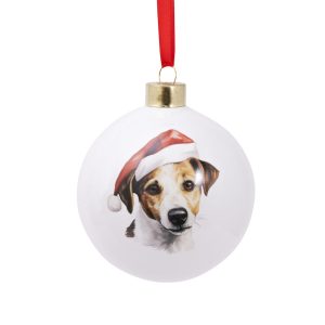 Christmas Jack Russell Round Bauble