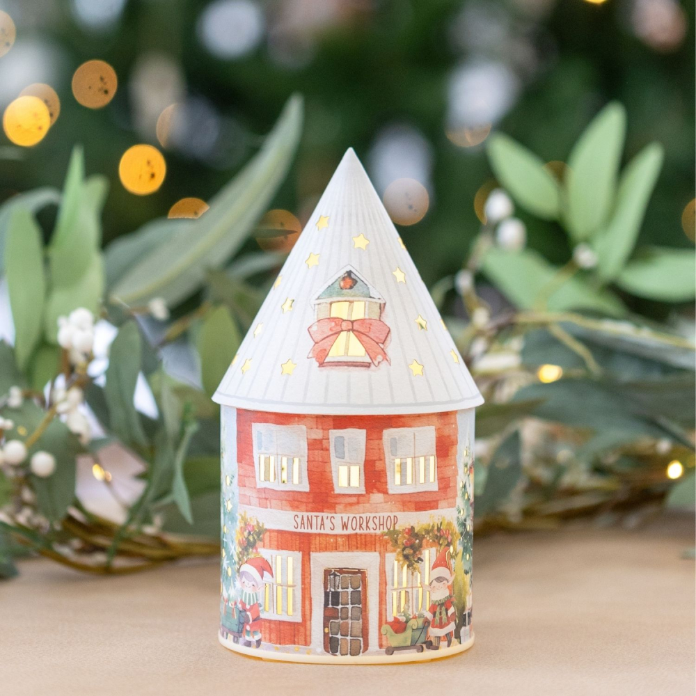 Christmas Light Up Santa's Workshop House