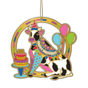 Deva Moo-La-La Birthday Cow Ornament