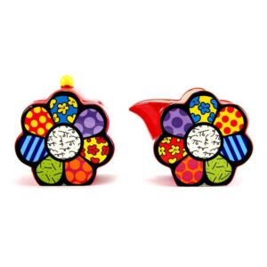 Romero Britto Creamer And Sugar Set Flower