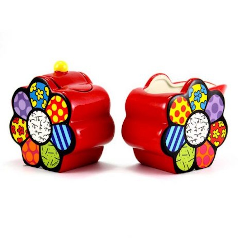 Romero Britto Creamer And Sugar Set Flower