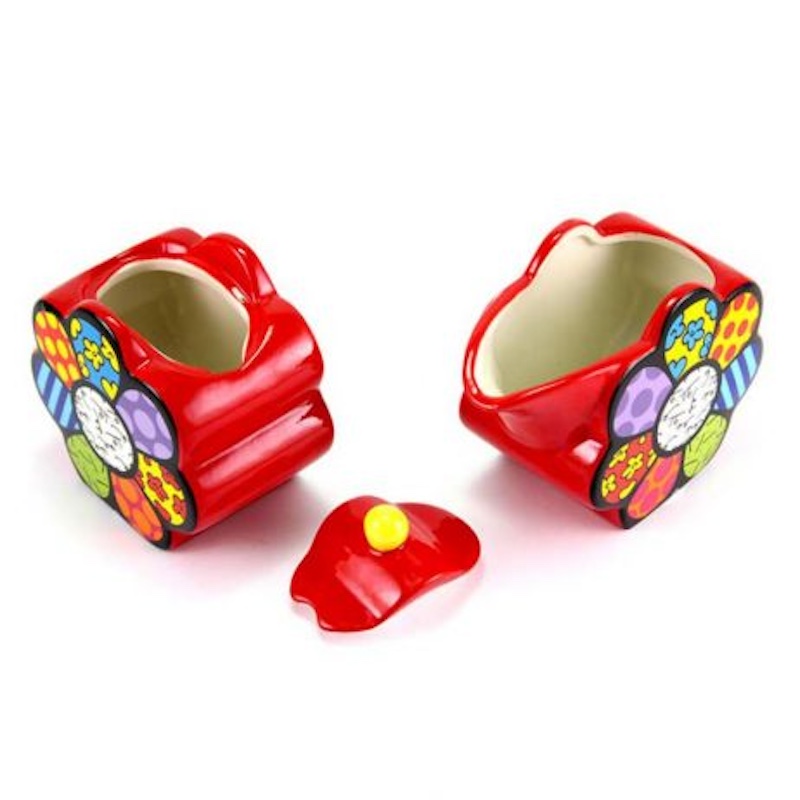 Romero Britto Creamer And Sugar Set Flower
