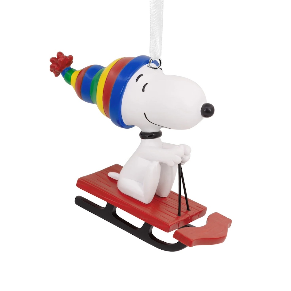 Hallmark Christmas Ornament Peanuts Snoopy Sledding